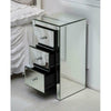 Pair of 3 Drawers Mirrored Glass Bedside Table Side Cabinet Crystal Handles