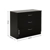 Modern Bedside Table Cabinet Chest of Drawers Nightstand 3 Drawers Bedroom BLACK
