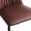 Set Of 2 Brown Faux Leather Chairs Metal Legs Soft Padded Seat Dining Room Chair