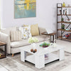 2 Tier Coffee End/Side Table Modern White Design with Storage Shelf Living Room