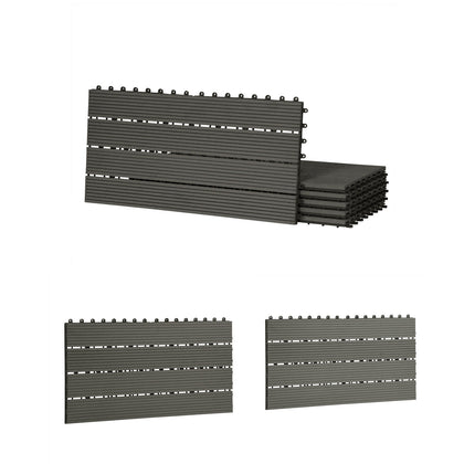 6x Garden WPC Composite Decking Tiles Interlocking Floor Patio Balcony Terrace