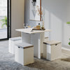 Mondeer 5PC Wooden Dining Table Set w/4 Storage Stools Compact Space Saver White