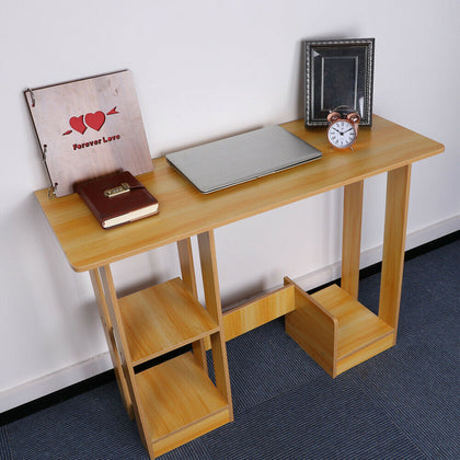 Desktop Computer Table Bedroom Work Desk Multifunctional Table W/Bookcase Shelf