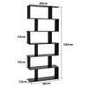 6-tier Bookcase Industrial S-Shaped Bookshelf Wooden Storage Display Rack