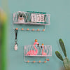 Wall Mounted Shelf Hooks Basket Wire Rack Storage Unit With Key Hanging Hangers
