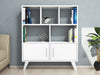 Corner White 5 Shelves Bookcase Shelving Display Storage Unit 2 Doors Organizer