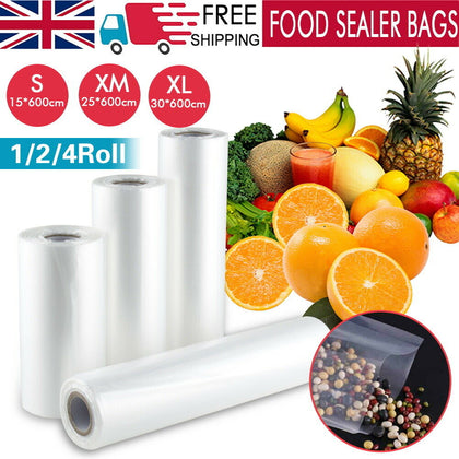 15/25/30cm Vacuum Sealer Bags Rolls Vaccum Vac Food Saver Storage Bag Pack 6M