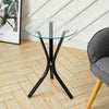 Round Modern Chrome Metal Leg and Tempered Glass Living Room Side End Table Desk