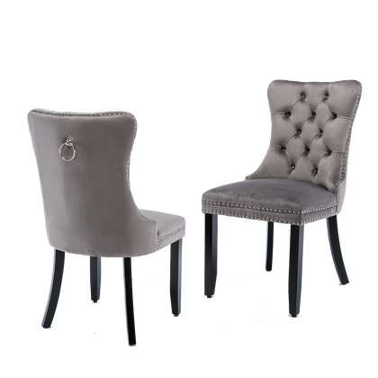 Set of 2/4/6x Velvet Dining Chairs High Back Wooden Legs for Dining Room Kitchen