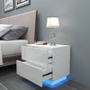 High Gloss Bedside Table Cabinets Cupboard w/ RGB Light Chest of Drawers Bedroom