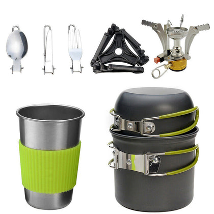 8Pcs/Set Portable Camping Cookware Kit Outdoor Picnic Hiking Cooking Equipment