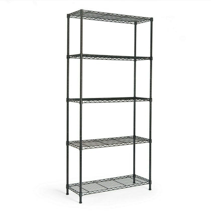 5 Tier Metal Shelving Wire Shelf Workshop Kitchen Storage Rack Office Unit Stand