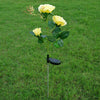 3 LED Solar Power Rose Flower Stake Lights Outdoor Garden Path Luminous Lamps