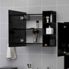 Bathroom Mirror Cabinet Black Chipboard Washroom Wall Storage Rack