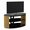 Oak TV Stand Wood Effect Oval with Black Glass Shelves for TVs 28" 32" 37" 40"