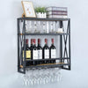 Vintage Wall Wine Rack Bottle Glass Holder Bar Home Display Shelf Display 60 cm