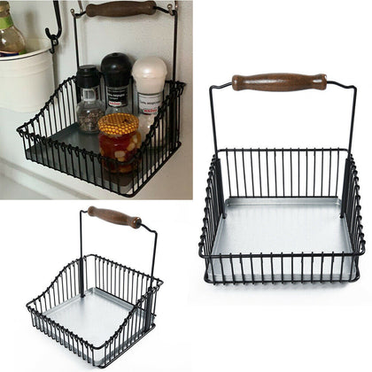 Spice Vegetable Fruit Storage Basket Rack Kitchen Organiser Holder with Handle