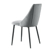 2 X GREY MODERN Velvet Dining Chairs Black Metal Legs Padded Seat High Back Soft