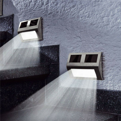 SUPER BRIGHT SOLAR POWERED DOOR FENCE WALL LIGHTS LED OUTDOOR GARDEN LIGHTING