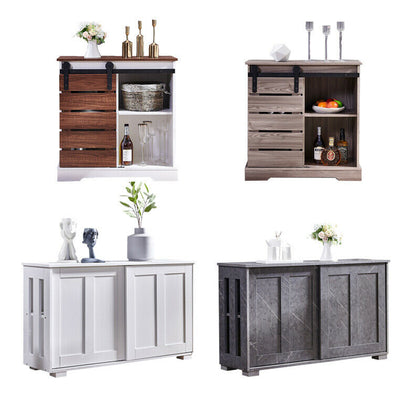 Storage Cabinet with Sliding Door Barn Door Sideboard Cupboards for Kitchen Room
