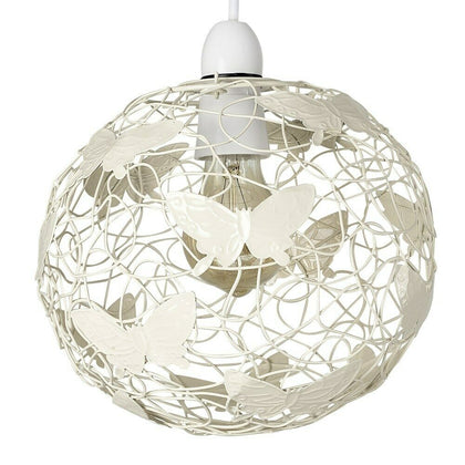 Cream Butterfly Design Light Shade Easy Fit Lighting Wire Lattice Globe Pendant