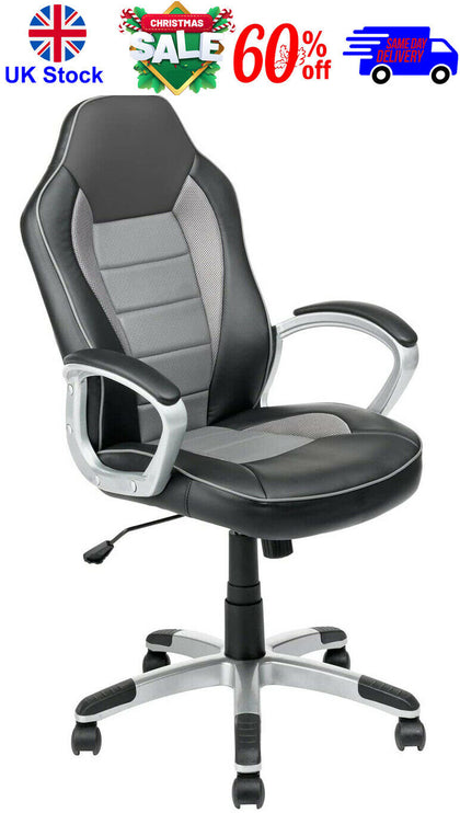 Adjustable Executive Racing Gaming Computer Office Chair Swivel Recliner Leather