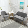 Grey Velvet Upholstered 2 Seater Sofa Couch Settee Wing Back Tub Chair Armchair