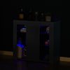 Modern High Gloss Bedside Table 6 Storage with Door Nightstand Cabinet LED Light