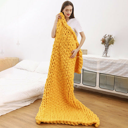 Luxury Chunky Warm Knitted Thick Blanket Hands Bulky Knit Throw Sofa Bed Cover