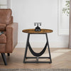 Industrial Style Coffee Table Rustic End Side Metal Magazine Pocket Metal Round