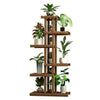 Climb 6-Tiered Carbonised Wood Plant Stand Flower Pot Rack Bonsai Display Bench