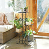 Slim Curve Shape Plant Stand Botanical Shelves 4 Square Pots Holder Room Garden