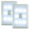 2 x Battery Operated Led Cordless Adhesive Bedroom Toggle Wall Night Light Lamp