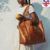 UK Women Vintage Weekender Soft Leather Oversized Shoulder Bag Hobo Tote Large