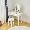 Children Dressing Table Stool Vanity Set Makeup Desk w/ Mirror & Drawer White