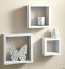 Cali Modern Set of 3 Floating Wall Shelves Display Cube Shelf White Black Oak