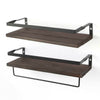 2pcs Rustic Industrial Pipe Wall Floating Shelf Wooden Storage shelves Unit new