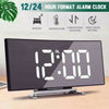 LED Digital Alarm Clock Mains USB/Battery Temperature Large Mirror Display 2021