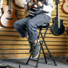 Folding Guitar Stool Heavy Duty Stage Player Bar Stand Chair w /Guitar Support