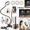 24 LED Camera Long Arm Selfie Flash Ring Light + Mobile Phone Holder USB Clip On