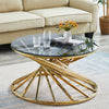 Round Glass Coffee Table Side Tables Gold Stainless Steel Legs Sofa Living Room