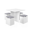 Mondeer 5PC Wooden Dining Table Set w/4 Storage Stools Compact Space Saver White