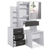 Dressing Table With Drawer, Mirror Stool Set Bedroom Makeup Desk Vanity Table