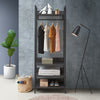 Bedroom Double Open Wardrobe 4 Shelves Furniture Storage Cupboard Black