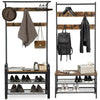 Coat Stand Hallway Shoe Rack Hanger Shelf Footwear Storage Vintage Wooden Black