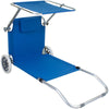 Sun Lounger Wheeled Portable Outdoor Garden Patio Beach Day Bed Deck Chair Shade