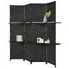 4-Panel Room Divider 180cm Folding Privacy Screen W/ 2 Removable Display Shelves
