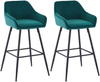 Bar stools Set of 2 Velvet Fabric Upholstered Seat with Backrest & Legs