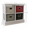 White Wooden Storage Unit 4 Woven Multi-Colour Baskets Drawers Small Cabinet New