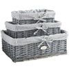 Wicker Seagrass Storage Baskets Grey Bathroom Set Of 3 Cloth Lining